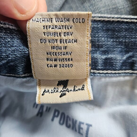 7 for all Mankind Men's Jeans A Pocket Relax Button Fly 34x30 Straight Leg Blue - Picture 10 of 10